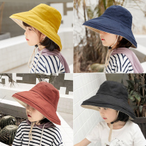 Childrens double-sided fisherman hat Baby summer breathable female boy sunscreen Parent-child sun hat Large brim spring and autumn