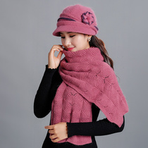 Middle-aged and elderly hat female winter middle-aged mother mother-in-law old grandmother autumn and winter rabbit wool knitted wool scarf