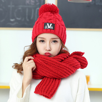 Hat female autumn and winter Korean version plus velvet knitted wool cap winter pullover warm ear ring hat female casual Joker