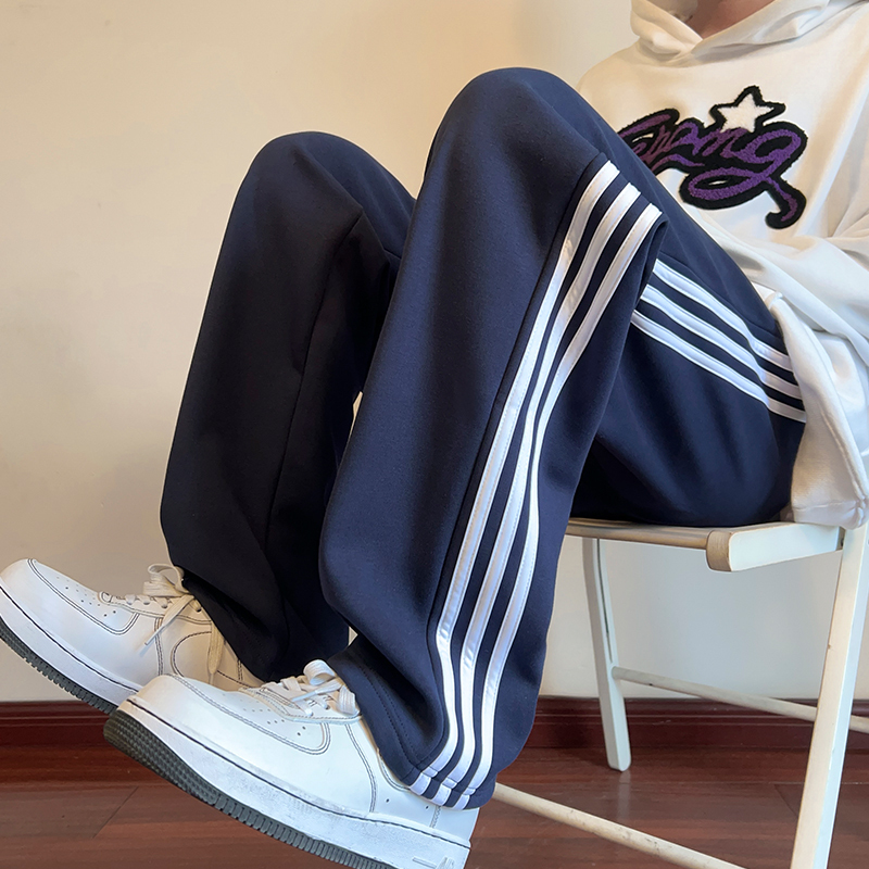 School Uniform Pants in Navy Blue, Summer Thin Style, for Elementary, Middle, and High School Students, Youth Three-Stripe Straight-Leg Sports Pants for Boys School Uniform Pants in Navy Blue, Summer Thin Style, for Elementary, Middle, and High School Students, Youth Three-Stripe Straight-Leg Sports Pants for Boys
