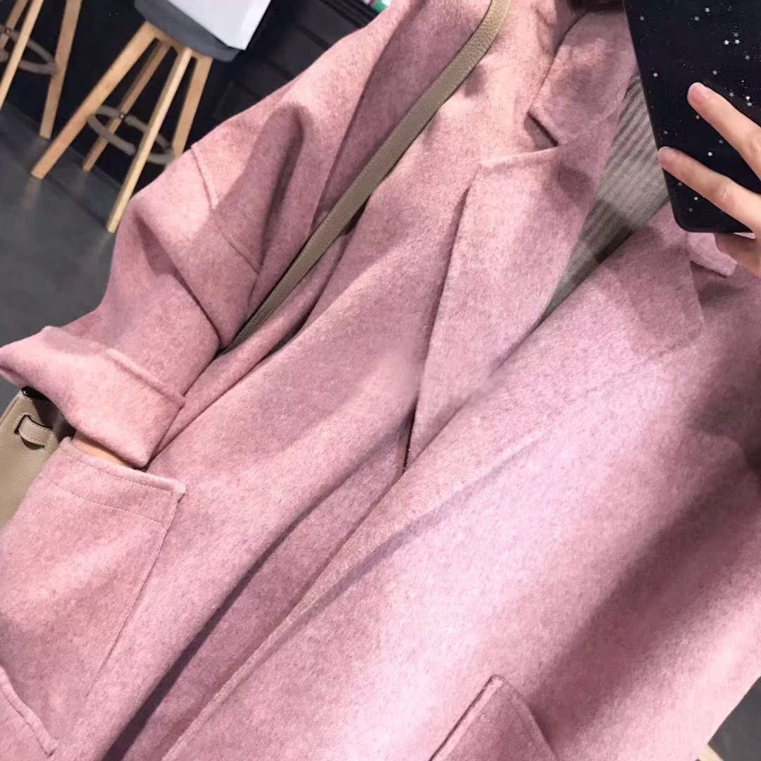 2018 phổ biến mới len cashmere hai mặt áo dài phần lỏng lẻo Áo khoác len gió Hepburn nữ mùa đông áo dạ nữ dáng dài hàn quốc