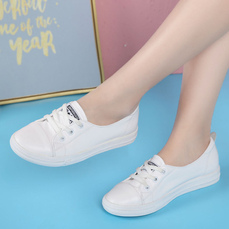 Small White Shoes 2022 New Summer Genuine Leather Flat Bottom Large Size Women Shoes 40-43 Comfort Sloth Single Shoes Casual Board Shoes
