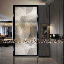 Art glass screen partition living room frosted transparent porch background wall modern bathroom sliding door abstract leaves