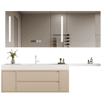 Cabei bathroom cabinet combination cream style bathroom slate seamless ceramic integrated basin toilet extension strip washbasin