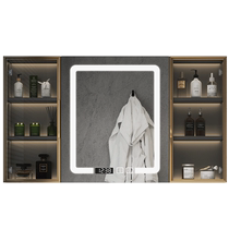 Cabei smart bathroom mirror cabinet wall-mounted with light and defogging bathroom dressing mirror solid wood with storage rack