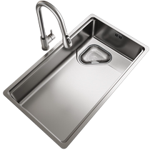 Supor Kabei large single tank thickened vegetable basin sink right drainage 304 stainless steel kitchen pool dishwashing joint