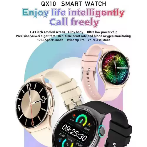 Умные часы QX10 1,43-дюймовый Amoled Bluetooth-умные часы для звонков