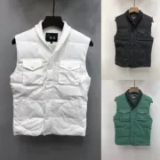 Áo vest cotton nam mùa đông đôi túi đan áo len phiên bản Hàn Quốc của màu rắn Slim áo ấm đôi trẻ trung cotton