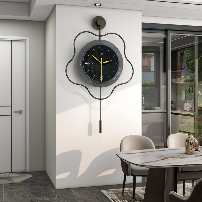 Clock hanging clock Living room modern minimalist fashion atmosphere upscale net red 2023 new perforated clock hanging wall-Taobao