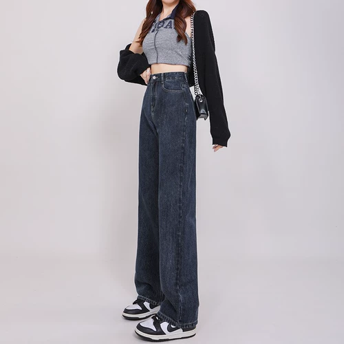 Цветные весенние джинсы, штаны, высокая талия, оверсайз, свободный прямой крой