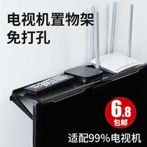 TV shelf Set-top box storage rack hanging hole-free bedroom living room display above the partition frame