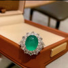 New Chinese style 925 silver natural chrysoprase ring for women light luxury niche high-end high ice pigeon egg jade ring