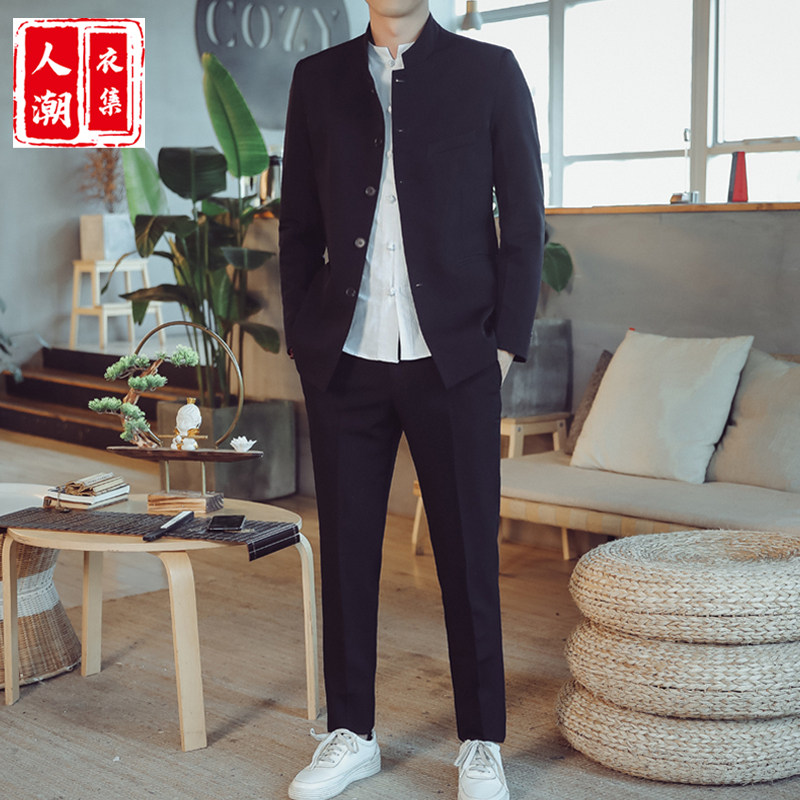 Middle Spring and Autumn section Mountain dress suit Men's Han clothes comeback style Ancient Wind Tide Card for Chinese Wind Ancient Clothing Youth Chinese style Tang