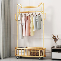 Floor-standing coat rack bedroom clothes hanger removable wheeled clothes rack light luxury clothes drying rack simple clothes hanger for home living room