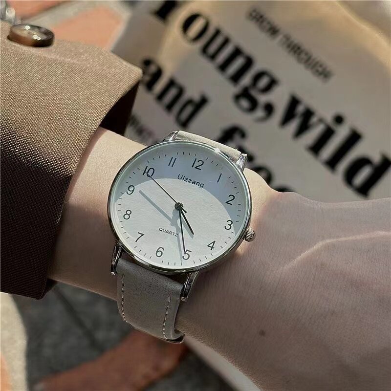 ミニマルスタイルの公務員試験対策腕時計。中高生に最適。ユニセックス、森ガール風、シンプル、静音、防水クォーツ腕時計。