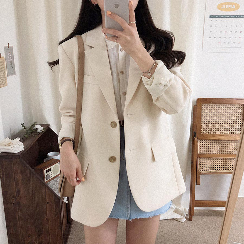 White Suit Jacket Woman 2022 Chunqiu Ji New Korean version Advanced senses casual little Subburst Western suit jacket