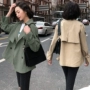 Ngắn tầm vóc áo gió nữ phần ngắn Hàn Quốc phiên bản 2018 new khaki giản dị sinh viên hoang dã chic mùa xuân và mùa thu áo áo da nữ