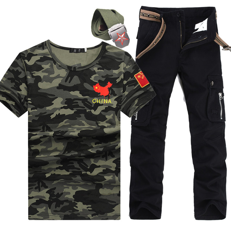 Casual T-shirt camouflages suit three sets of field students sports custom conserved tide men short sleeve wear resistant military training