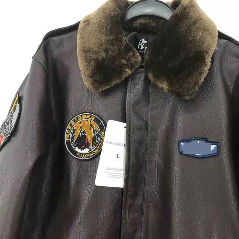 Sky Sky Hunting The Same Leather Coat Flight Jacket Plus Suede Jacket Male Leather Jacket Couple Thickening Detachable Turd Collar Winter