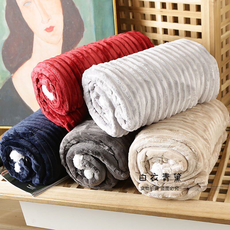 Плед 太tm舒服了！法兰绒+羊羔绒！出口欧美家居毛毯保暖舒适绒毯毛毯 No brand