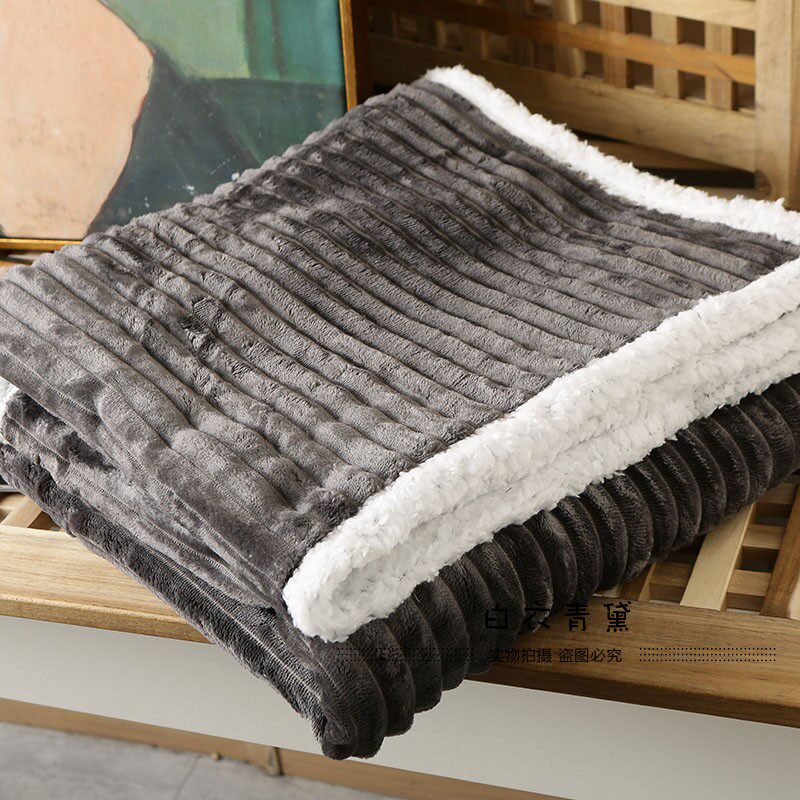 Плед 太tm舒服了！法兰绒+羊羔绒！出口欧美家居毛毯保暖舒适绒毯毛毯 No brand