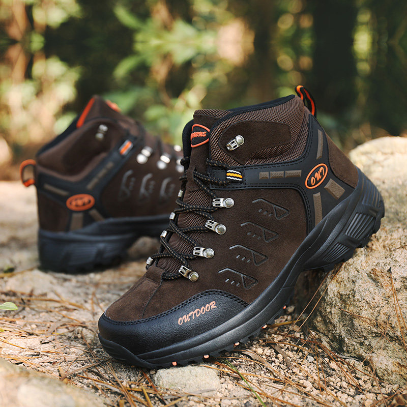 New casual motorcycle riding men's shoes suede breathable outdoor mountaineering sports training shoes mid-tube comfortable all-match shoes