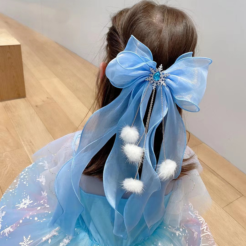 Cute ice and snow chic edge hairpin princess crown love yarn mink wool crystal children head decorated butterfly twine with haircut and haircut