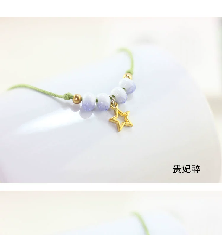 Phiên bản Nhật Bản và Hàn Quốc của ngôi sao năm cánh ngọc trai trang sức vòng chân thời trang nữ trang sức chân gốm vòng chân nữ sinh viên vòng đeo chân nữ