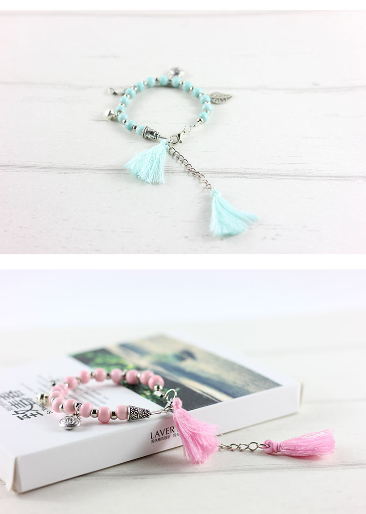 Vintage bạc ngọt tươi dân tộc chime lá lá vòng tay bạn gái đôi tay dây chị em quà tặng vòng tay phong thuỷ