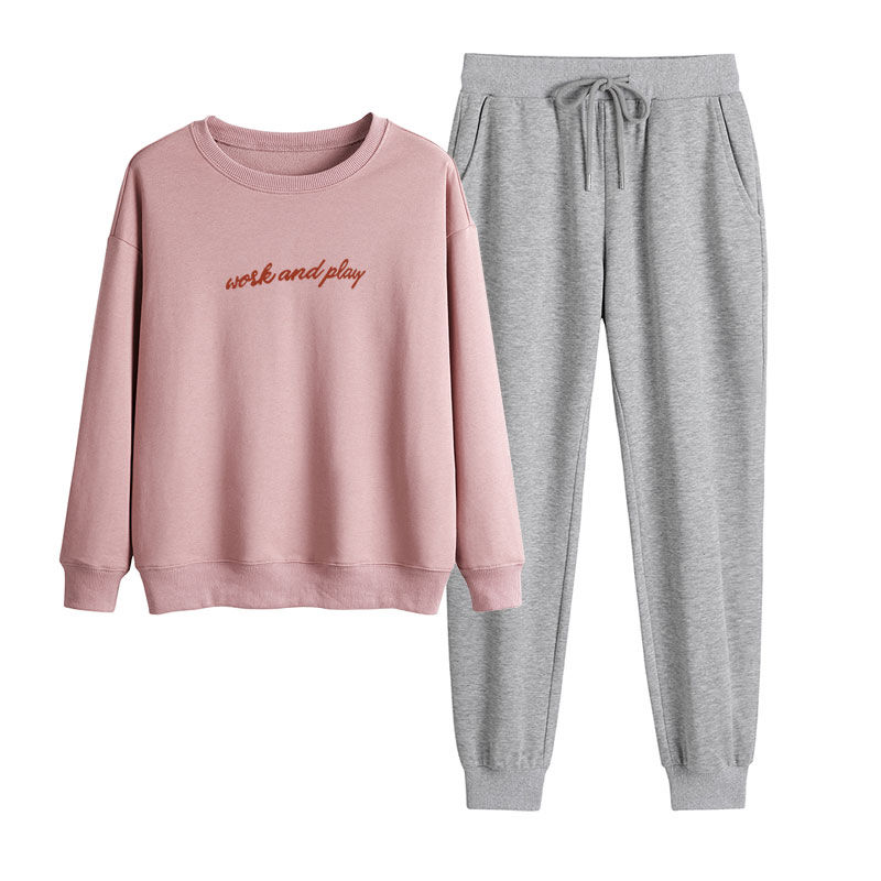 Gushed thickened thick cotton T women suit minus age large size letter Leisure movement Two suits loose pants autumn and winter tide
