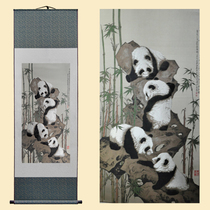Step high up Sichuan Shu Jinsang mulberry silk scroll hanging painting Yunjin Chinese wind national treasure Panda Foreign Foreign Gifts