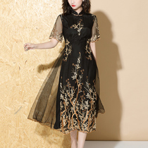 Vintage dress embroidery summer New embroidery waist Chinese style national style Chinese style new modified cheongsam