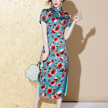 Improved cheongsam dress vintage 2019 new summer old Shanghai long style Tang Costume National style Chinese style female