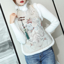 Improved version of cheongsam jacket Chinese style retro Vest Women autumn and winter Chinese clothing daily Tang vest Chinese small cotton-padded jacket