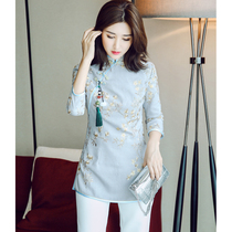 Improved version of cheongsam 2021 Spring and Autumn New Girl Slim Chinese style retro Chinese style vintage cotton embroidery Tang jacket