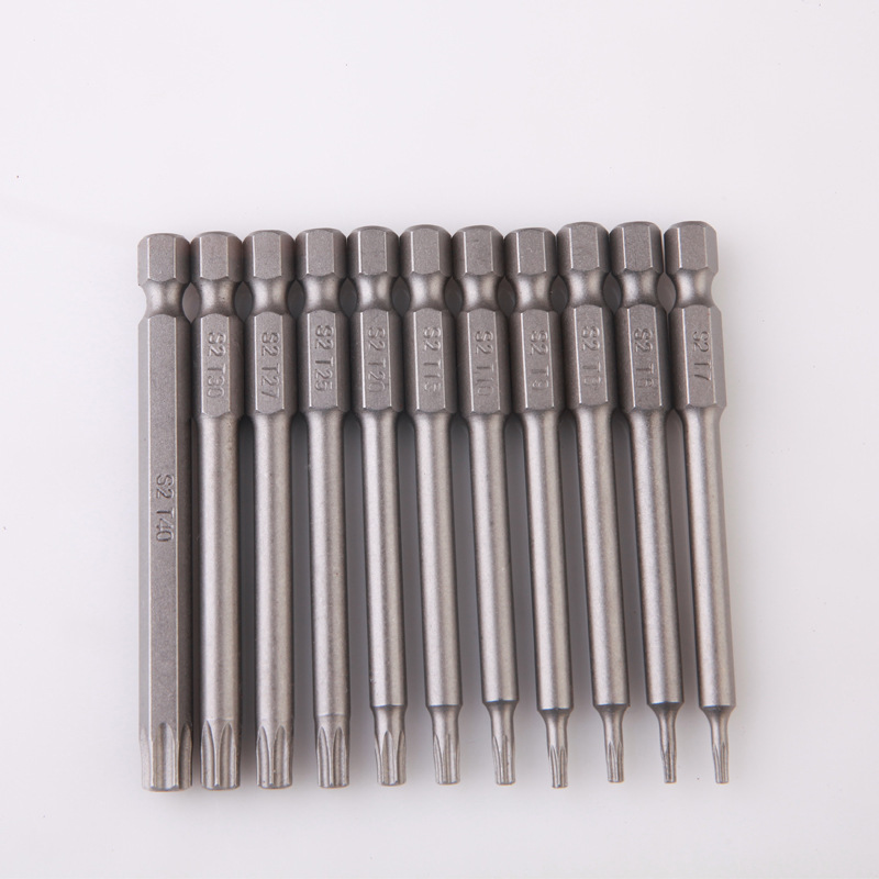 S2 hexagonal head 1 4 pneumatic plum blossom batch head T-type medium hole electric screwdriver head six-star electric screwdriver mouth mouth square head