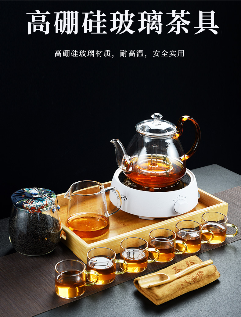 Old &, thickening refractory glass tea set suits for large kettle electric TaoLu steaming tea boiling tea, tea tray