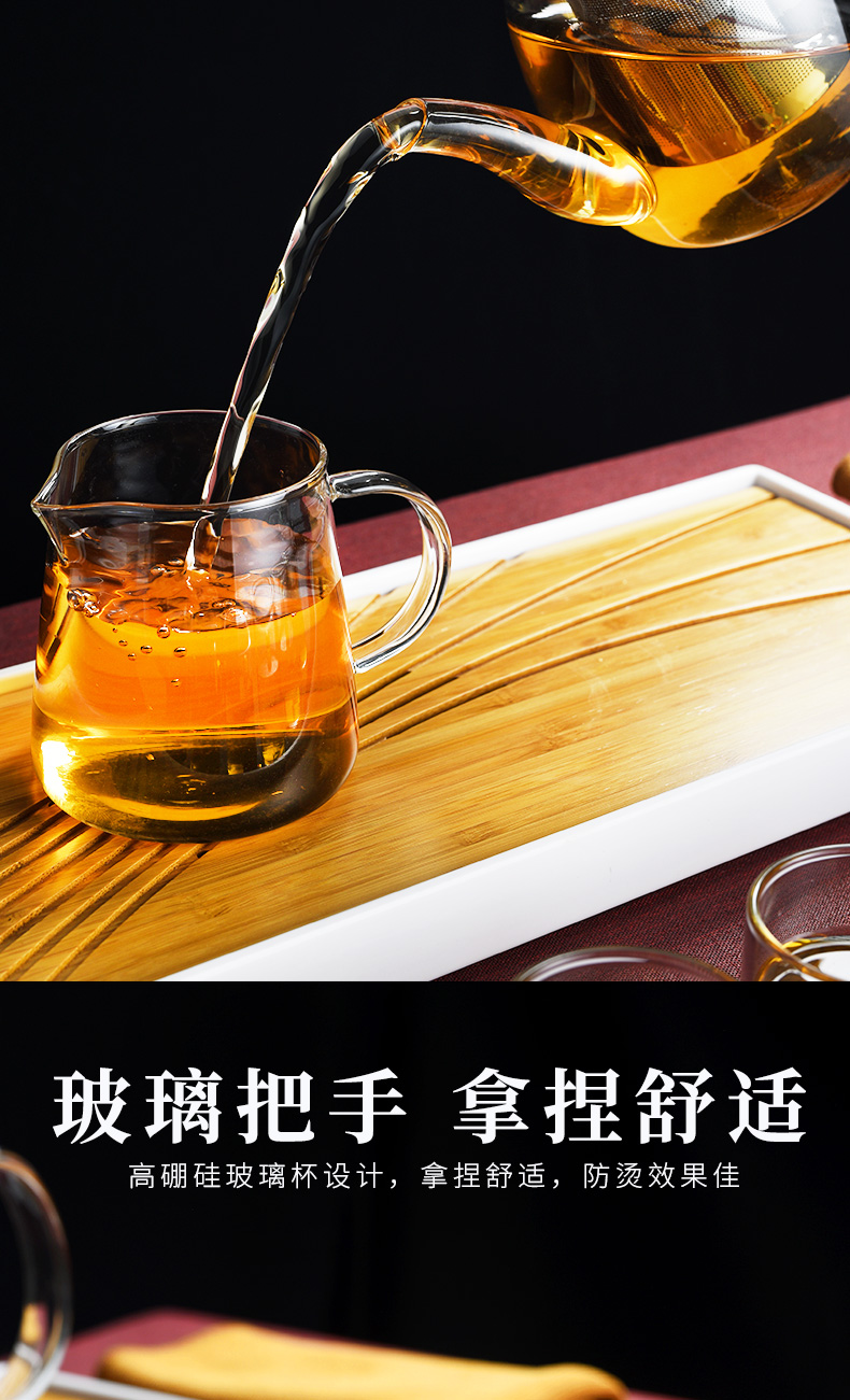 Old kung fu tea set, high temperature resistant glass at the home of the big cooking pot cup a pot of tea tray tray two cups