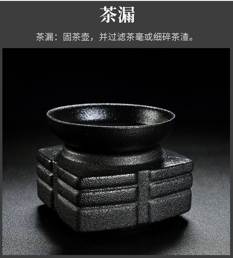 & old, black pottery xi shi teapot teacup ceramic tea set household kung fu real MuZhu tureen tea tray package