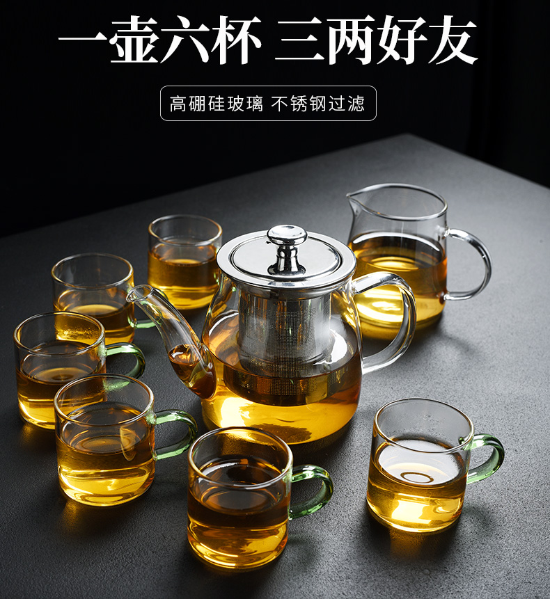 Old household tea tray, glass tea set at kung fu tea cup teapot office tea kettle