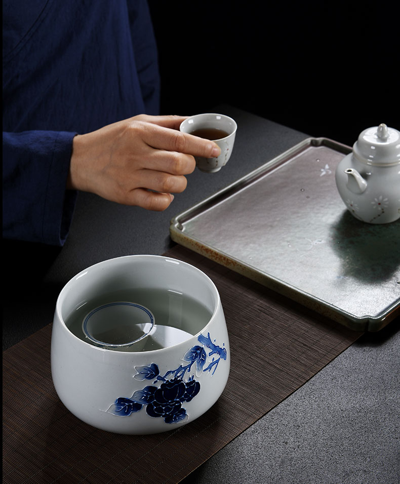 Old at restoring ancient ways, ceramic hand - made tea Japanese hot water jar to build large bucket bath fittings of kung fu tea set