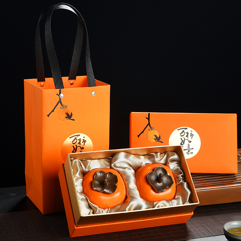 Persimmon Persimmon ruyi & old, small mini Persimmon ceramic creative caddy fixings tea POTS pet furnishing articles sealed jar
