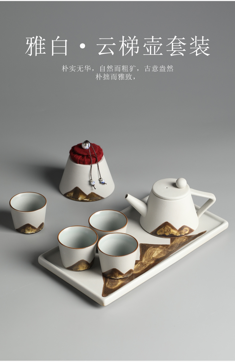 Old &, kung fu tea set a pot of four cups of black suit household Japanese teapot teacup saucer consolidation set of restoring ancient ways