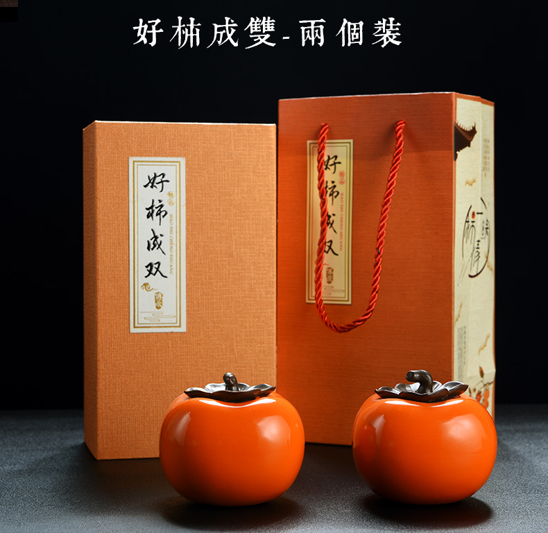 Persimmon Persimmon ruyi & old, small mini Persimmon ceramic creative caddy fixings tea POTS pet furnishing articles sealed jar