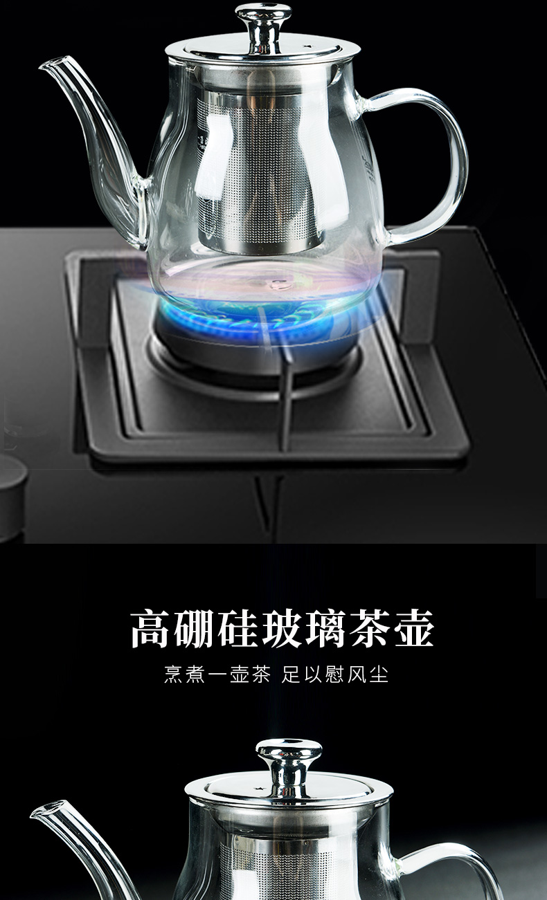 Old kung fu tea set, high temperature resistant glass at the home of the big cooking pot cup a pot of tea tray tray two cups