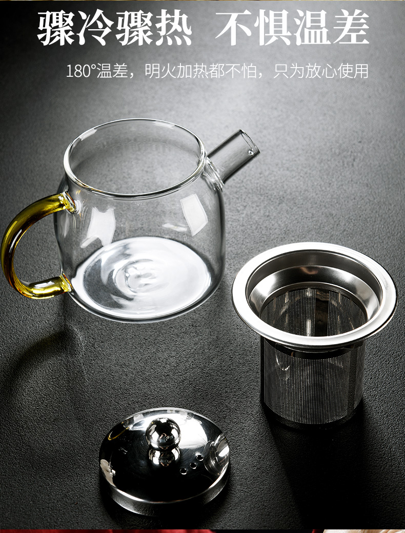Old kung fu tea set at the grid suit household contracted and I high - temperature thickening glass teapot teacup tea tray type