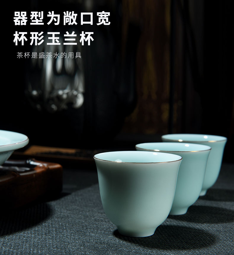 Old & hand - made celadon kung fu tea set a complete set of white porcelain household contracted tureen cup teapot gift set