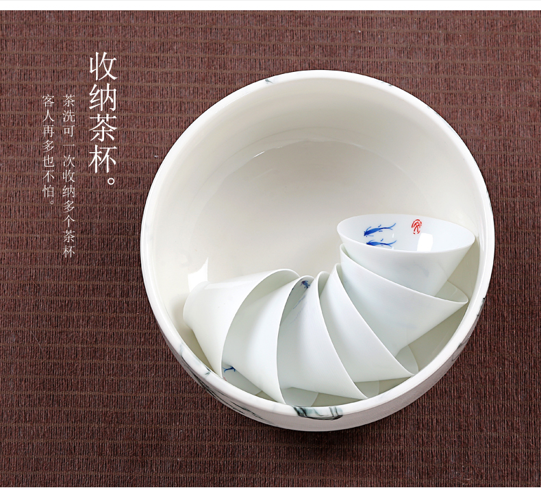 Old &, ceramic large tea wash jade porcelain cup straight for wash bowl kung fu tea accessories writing brush washer water meng tea boat