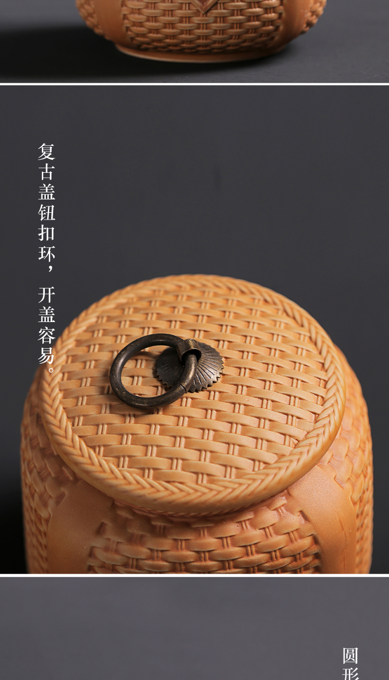 Old &, violet arenaceous caddy fixings half jins of ceramic storage POTS bamboo has retro bulk tea pot seal storage tanks