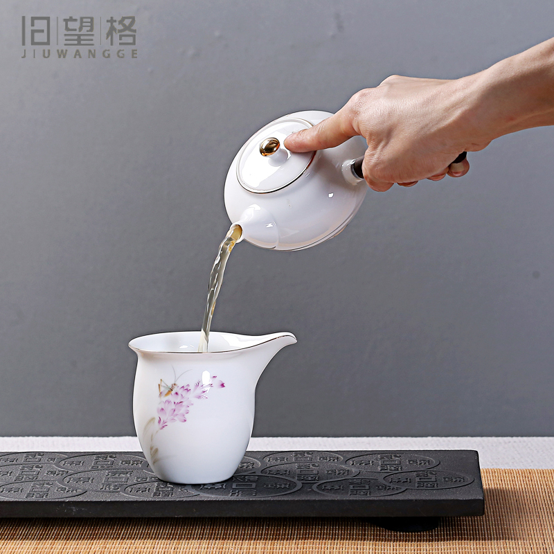 & old cixin qiu - yun, ceramic tea set fuels the Japanese side to large teapot the pot of white porcelain wood kung fu tea